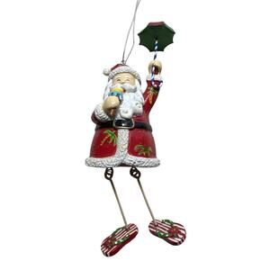 VTG 90s-2000s Tropical Santa Claus Christmas Ornament with Umbrella Whimsical